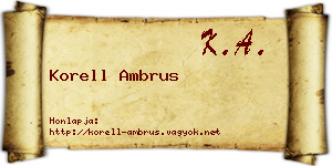 Korell Ambrus névjegykártya
